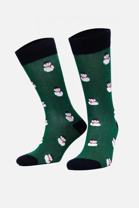 Aytuğ Men's Cotton Single Christmas Themed Socks Green