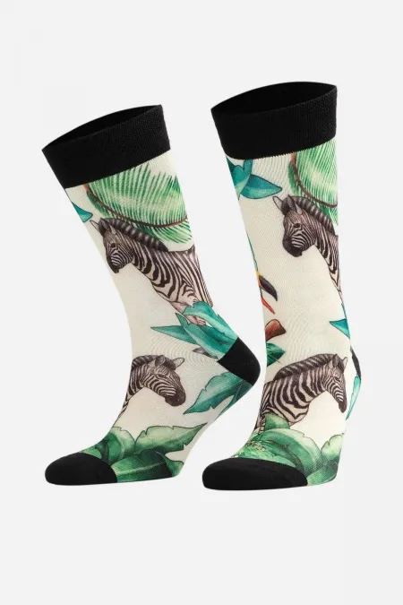 Aytuğ Unisex Cotton Zebra Pattern Fun Ankle Socks Zebra Design
