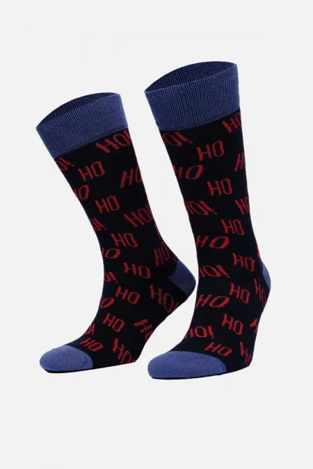 Aytuğ Men's Cotton Single Christmas Themed Socks Navy Blue
