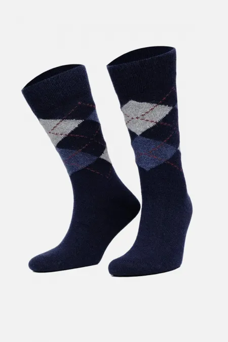Chaussettes Aytuğ pour homme, en laine d'agneau, à une seule chaussette, bleu marine Chaussettes Aytuğ pour homme, en laine d'agneau, à une seule chaussette, bleu marine