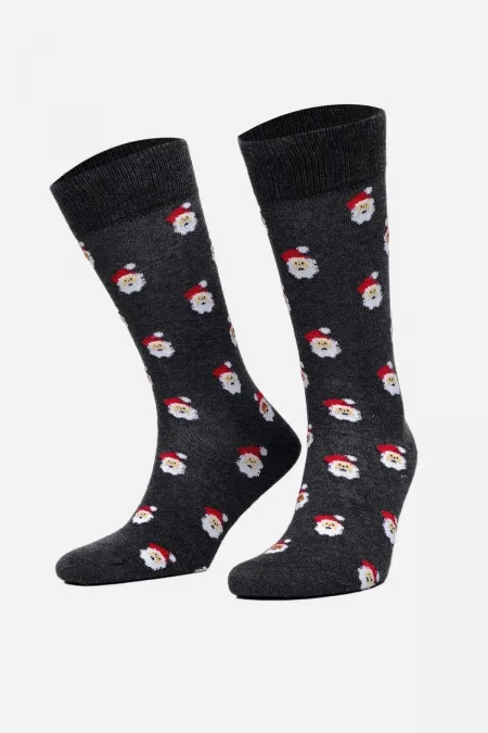 Aytuğ Men's Cotton Single Christmas Themed Socks Anthracite