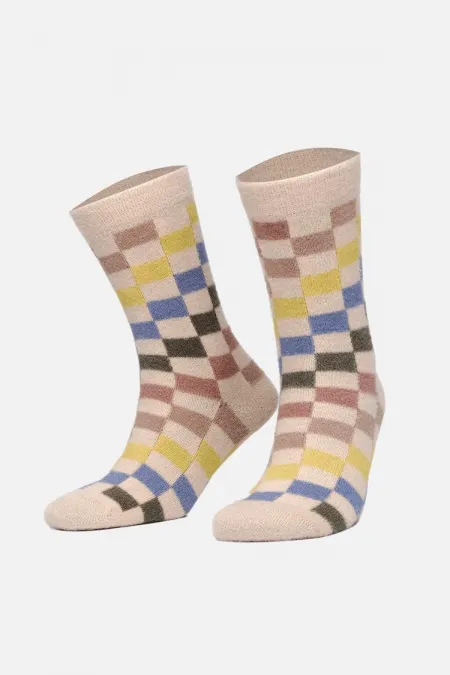 Aytuğ Women's Soft Plush Thermal Single Socket Sleep Sock Yellow