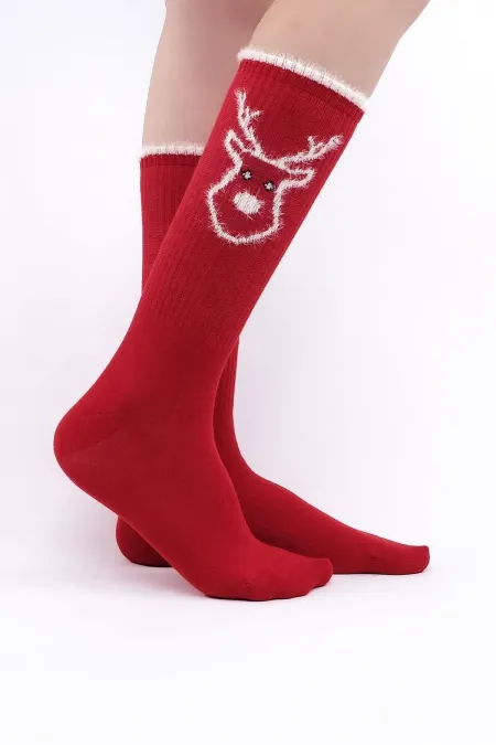 Aytuğ Women's Cotton Single Socket Socks Red