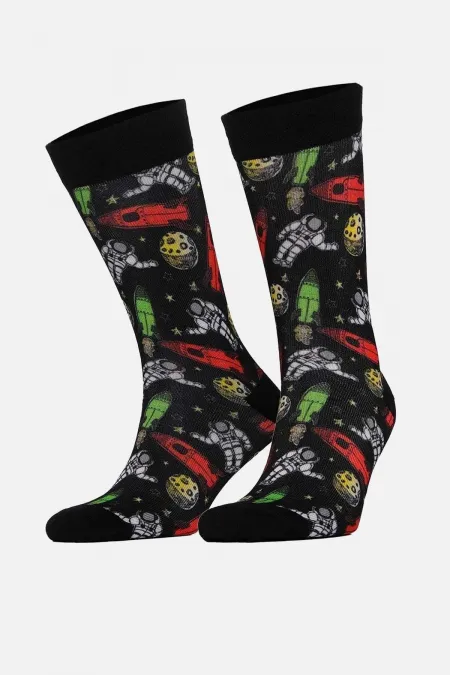 Aytuğ Unisex Cotton Astronaut Pattern Fun Ankle Socks