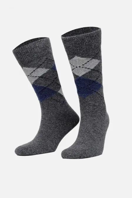 Aytuğ Men's Lambswool Single Socket Socks, Smoke Grey