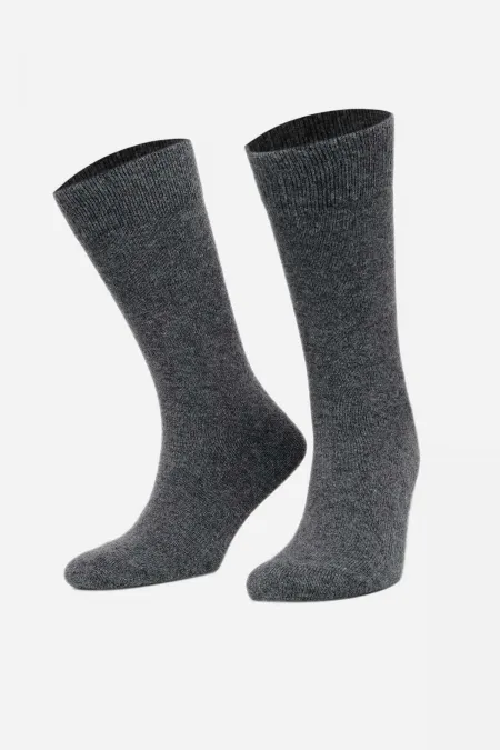 Aytuğ Men's Lambswool Single Socket Socks, Smoke Grey