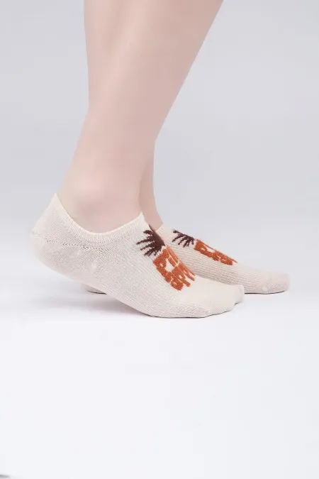 Aytuğ Women's Cotton Single No Show Socks Beige