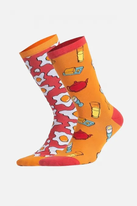 Aytuğ Unisex Cotton Breakfast Pattern Fun Ankle Socks Breakfast Design