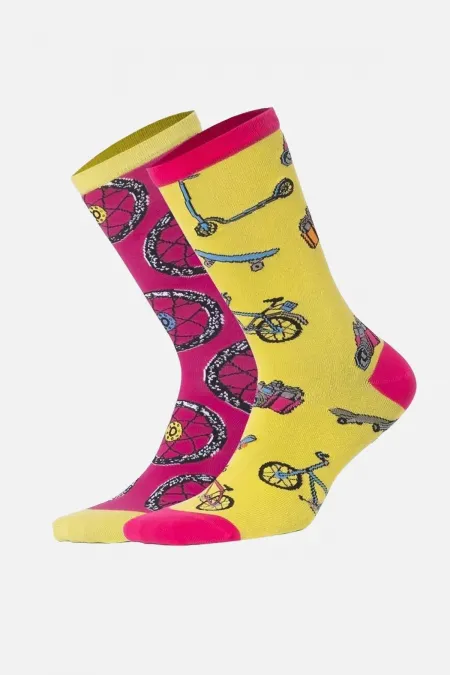 Aytuğ Unisex Cotton Single Bicycle Pattern Fun Sock Bicycle Design