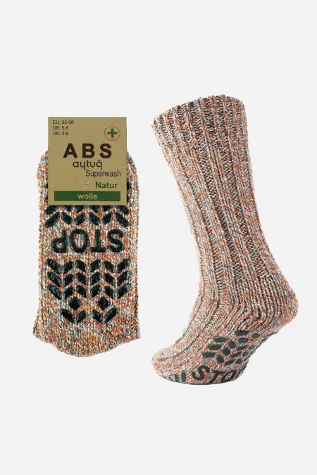 Aytuğ Men's Merino Wool Cold Blocker Winter Non-Slip Sole Ankle Socks Orange