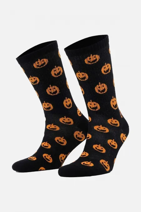 Aytuğ Women's Cotton Halloween Themed Ankle Socks Black