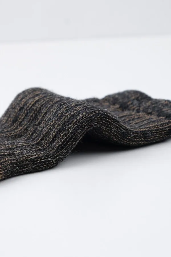 Aytuğ Unisex Alpaca Wool Terry Winter Socks Anthracite-Beige