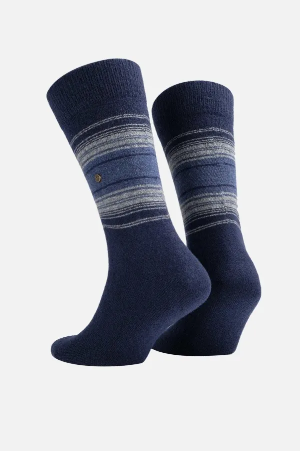 Aytuğ Men's Lambswool Single Socket Socks Navy Blue