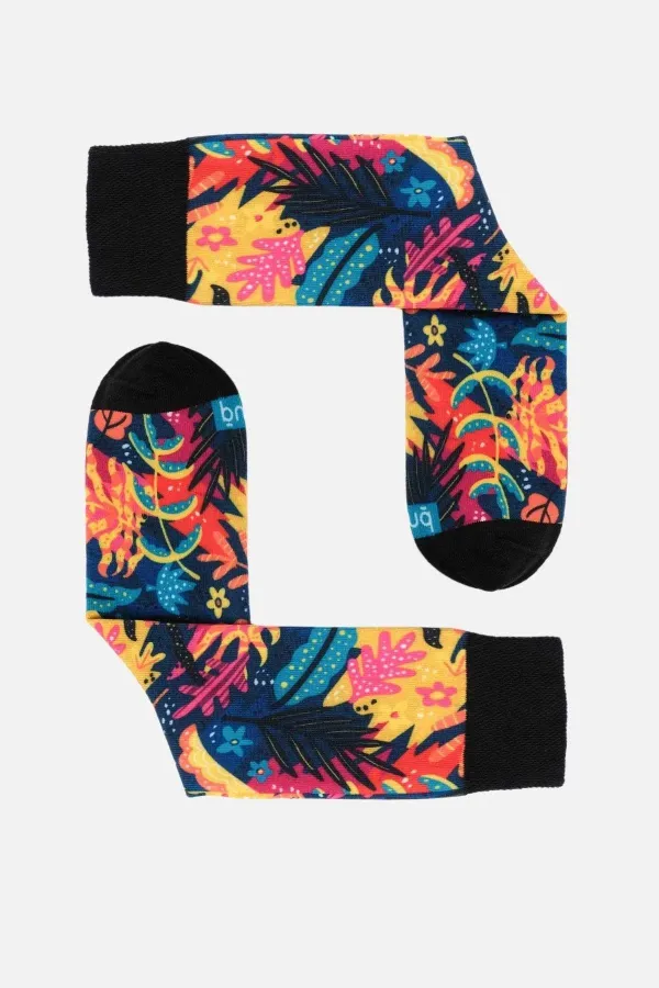 Aytuğ Unisex Cotton Leaf Pattern Fun Ankle Socks, Multicolored