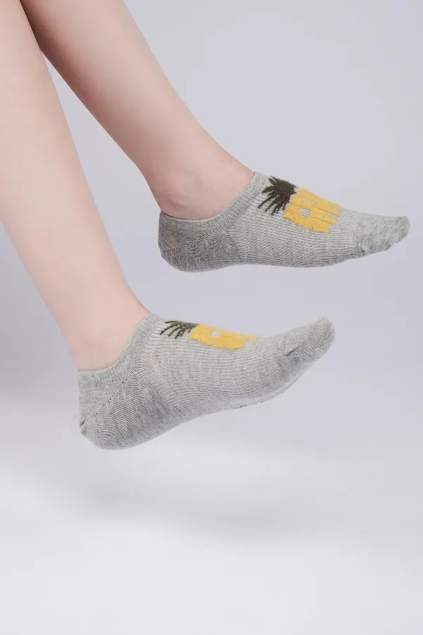 Aytuğ Women's Cotton Single No Show Socks Grey