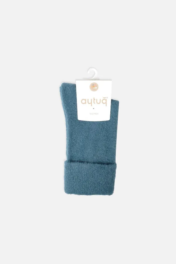 Aytuğ Women's Soft Plush Thermal Single Socket Socks Petrol Green