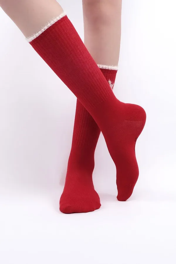 Aytuğ Women's Cotton Single Socket Socks Red