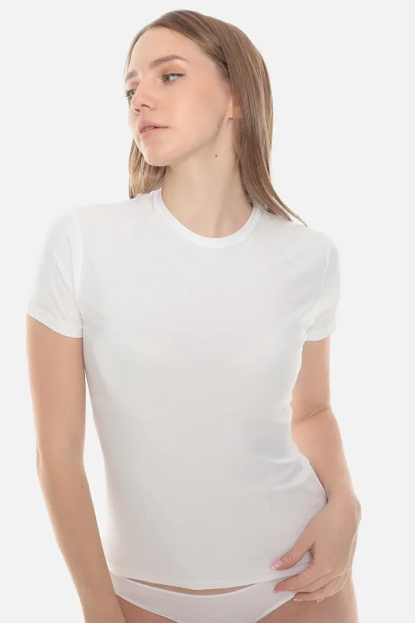 Aytuğ Women's MODAL Crew Neck Regular Fit Undershirt White