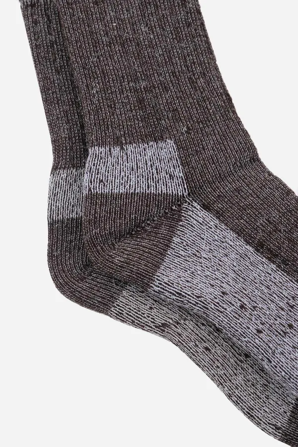 Aytuğ Unisex Alpaca Wool Terry Winter Socks Brown-Ecru