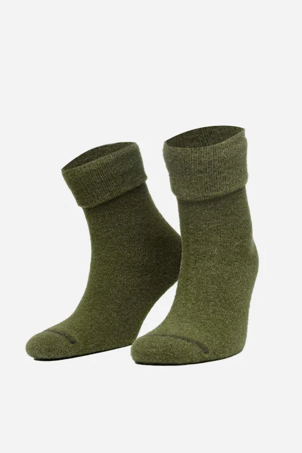 Aytuğ Kadın Soft Peluş Kışlık Tekli Soket Çorap Haki