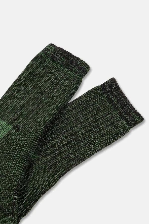 Chaussettes d'hiver unisexes Aytuğ en laine éponge d'alpaga marron-vert