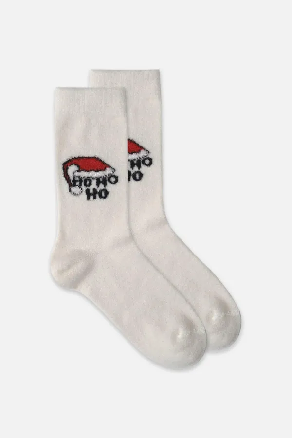 Aytuğ Women's Plush Thermal Single Hat Patterned Christmas Themed Sock Hat Patterned