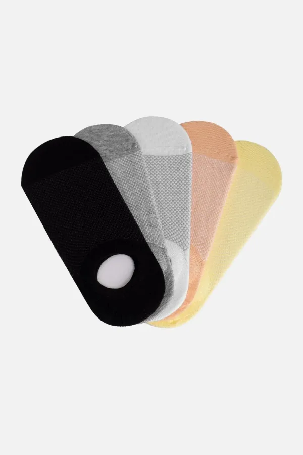 Aytuğ Women's Cotton 5 Pairs Special Boxed No Show Socks Multicolored