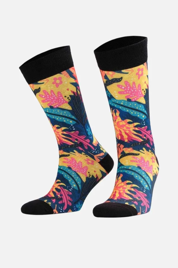 Aytuğ Unisex Cotton Leaf Pattern Fun Ankle Socks, Multicolored