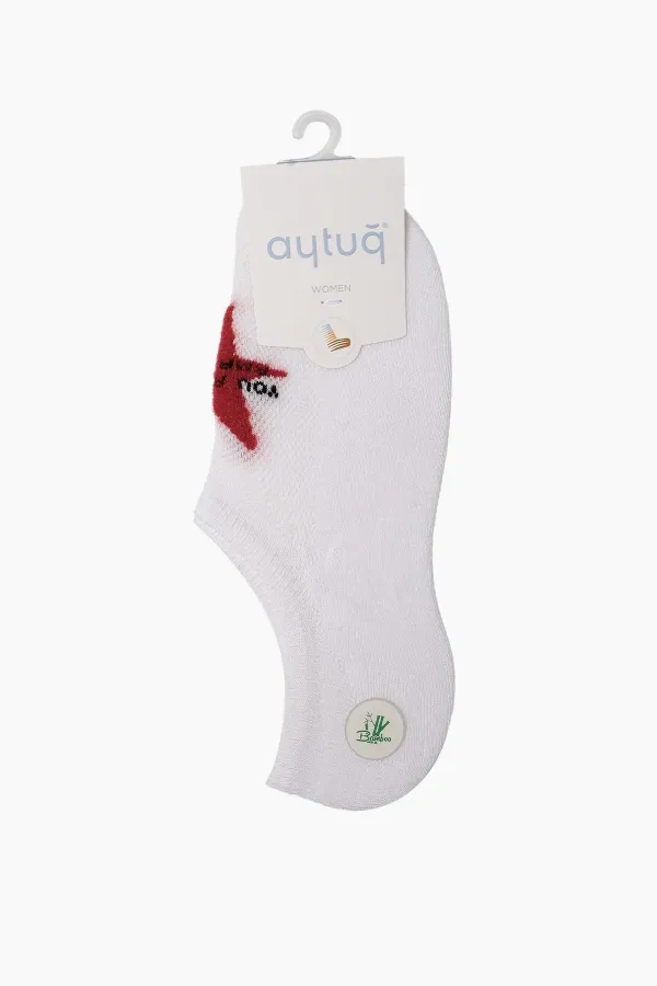 Chaussettes invisibles en bambou blanc Aytuğ pour femmes