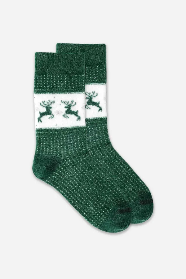 Chaussettes thermiques en peluche pour femmes Aytuğ, motif cerf, motif de Noël