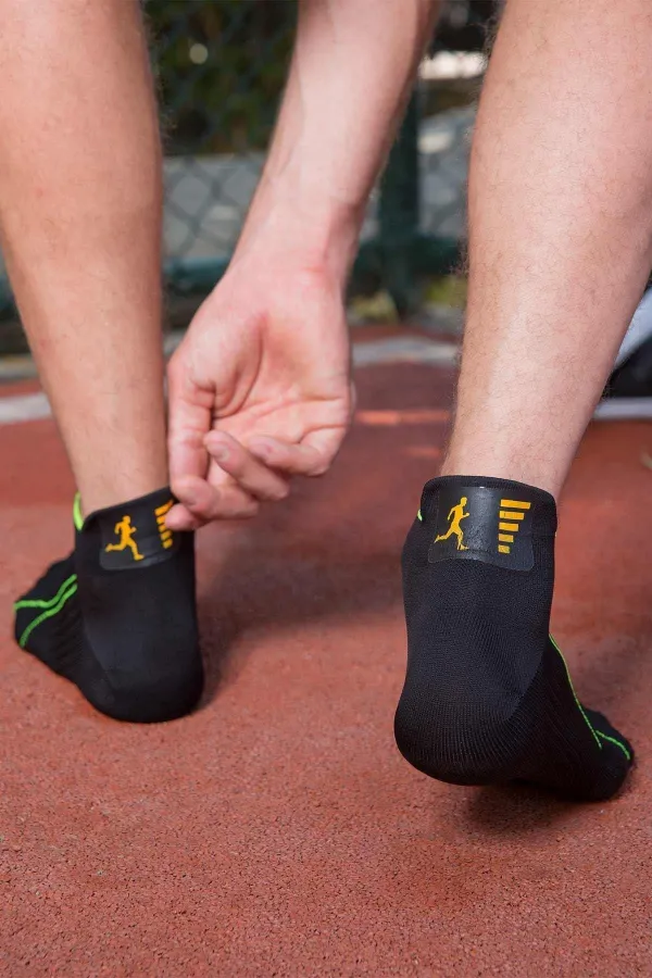 Aytuğ Unisex Firming Running and Sports Ankle Socks Black
