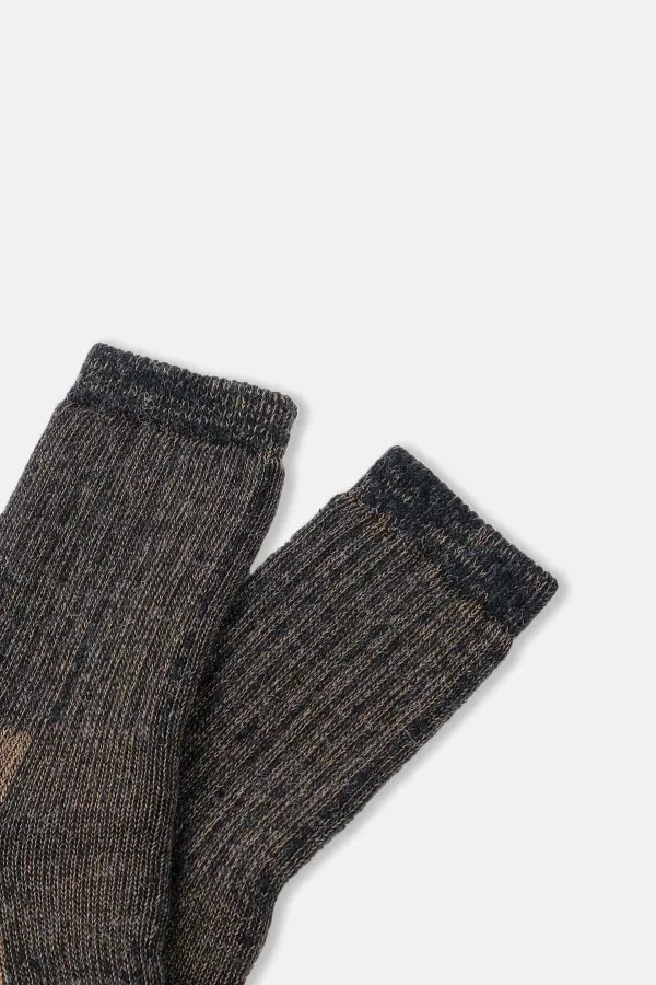 Aytuğ Unisex Alpaca Wool Terry Winter Socks Anthracite-Beige