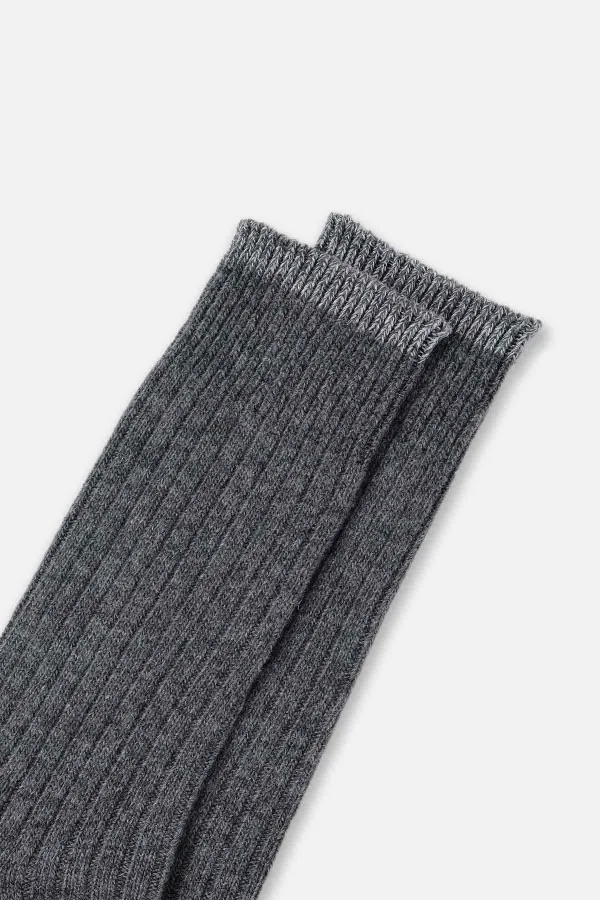 Aytuğ Men's Lambswool Single Socket Socks Smoke Grey