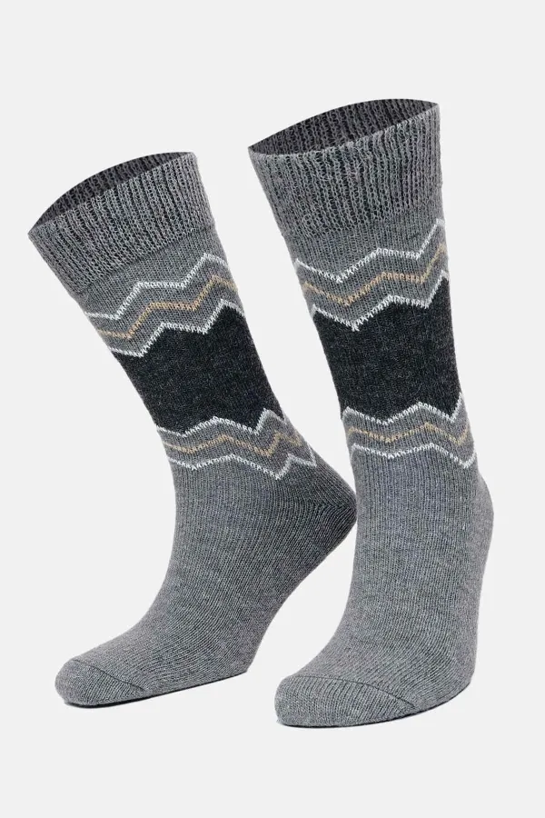 Aytuğ Men's Alpaca Wool Winter Socks (2 Pairs) Grey-Anthracite