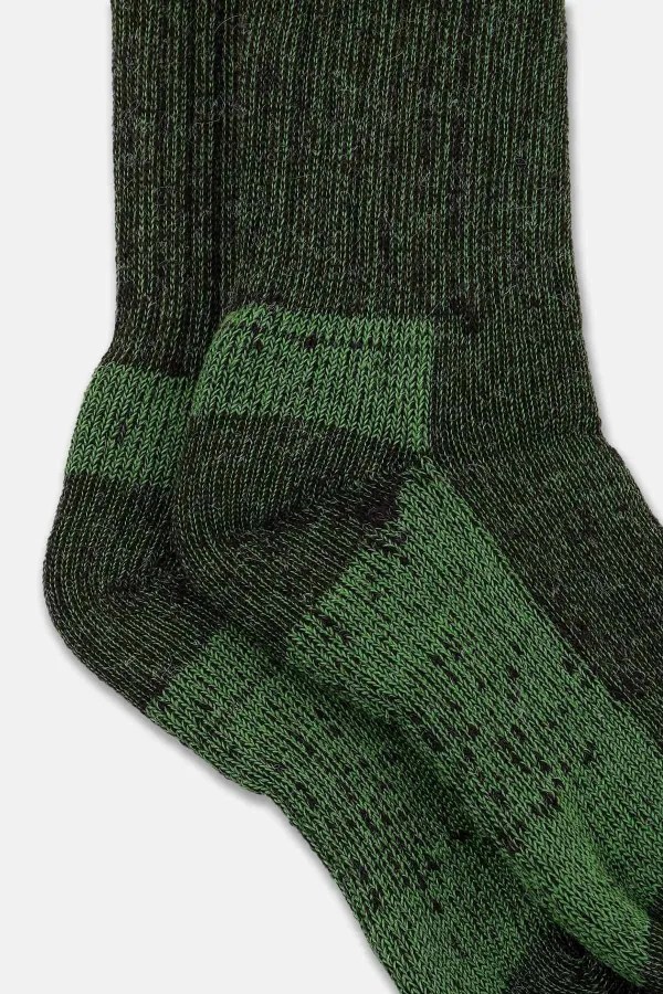 Chaussettes d'hiver unisexes Aytuğ en laine éponge d'alpaga marron-vert