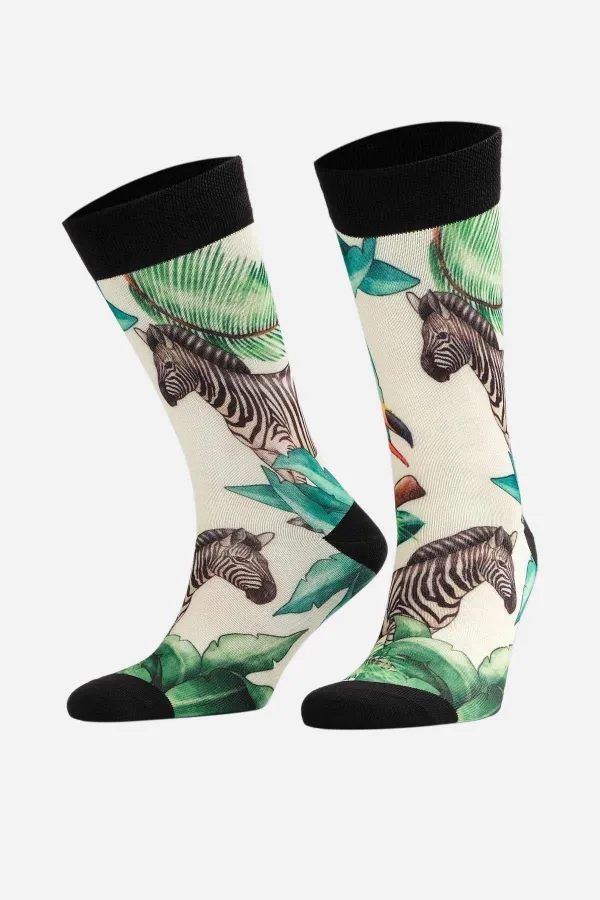Aytuğ Unisex Cotton Zebra Pattern Fun Ankle Socks Zebra Design