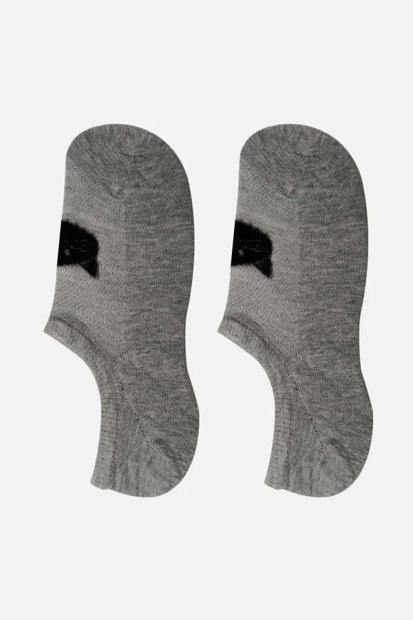 Aytuğ Women's Cotton Single No Show Socks Grey Melange