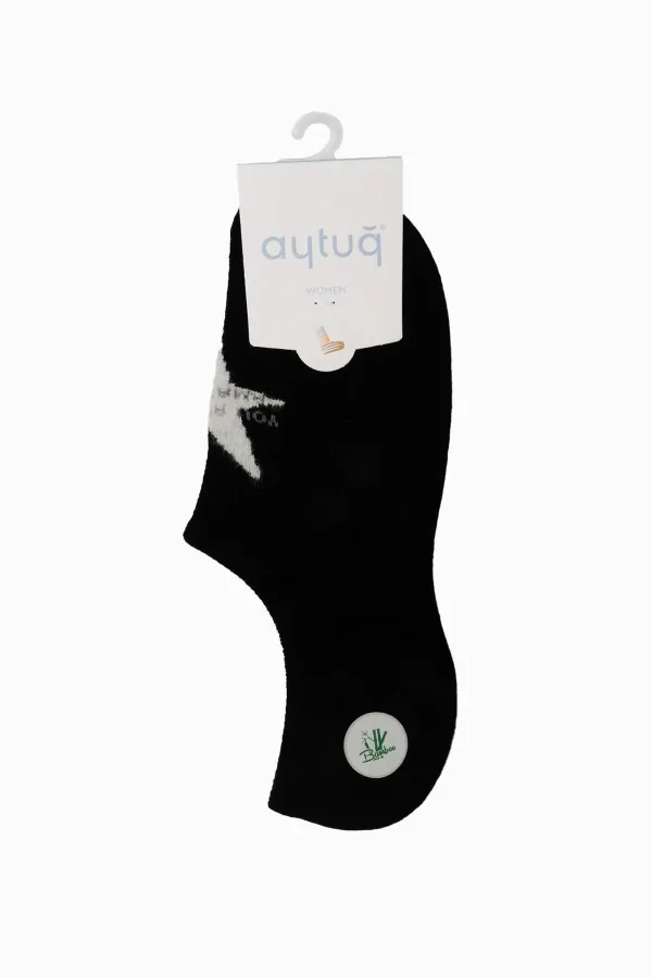 Aytuğ Women's Bamboo Single No Show Socks Black