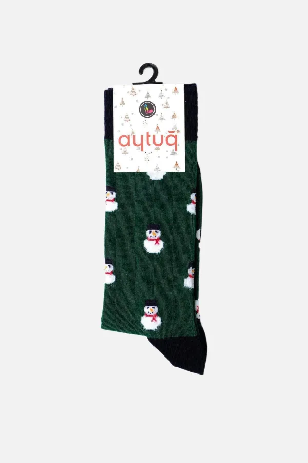 Chaussettes de Noël en coton vert pour homme Aytuğ