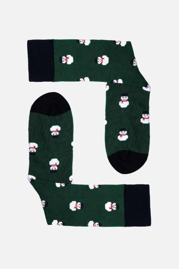 Chaussettes de Noël en coton vert pour homme Aytuğ