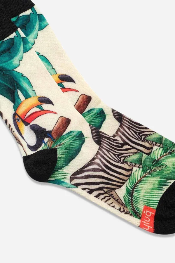 Aytuğ Unisex Cotton Zebra Pattern Fun Ankle Socks Zebra Design