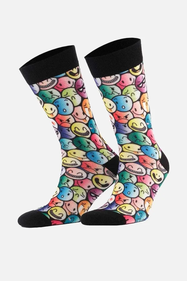 Aytuğ Unisex Cotton Emoji Pattern Fun Ankle Socks Emoji Design