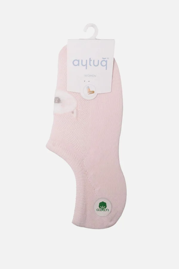 Aytuğ Women's Cotton Single No Show Socks Pink