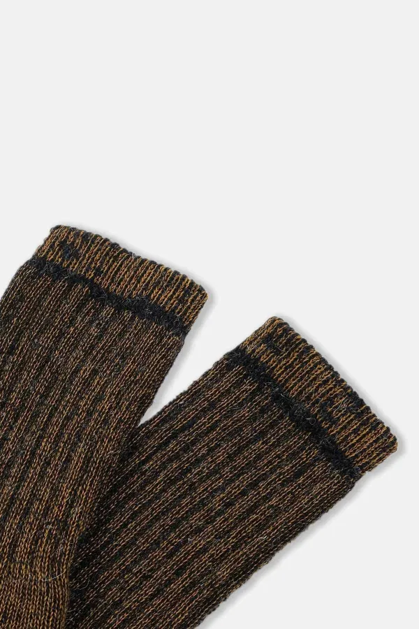 Aytuğ Unisex Alpaca Wool Terry Winter Socks Anthracite-Orange