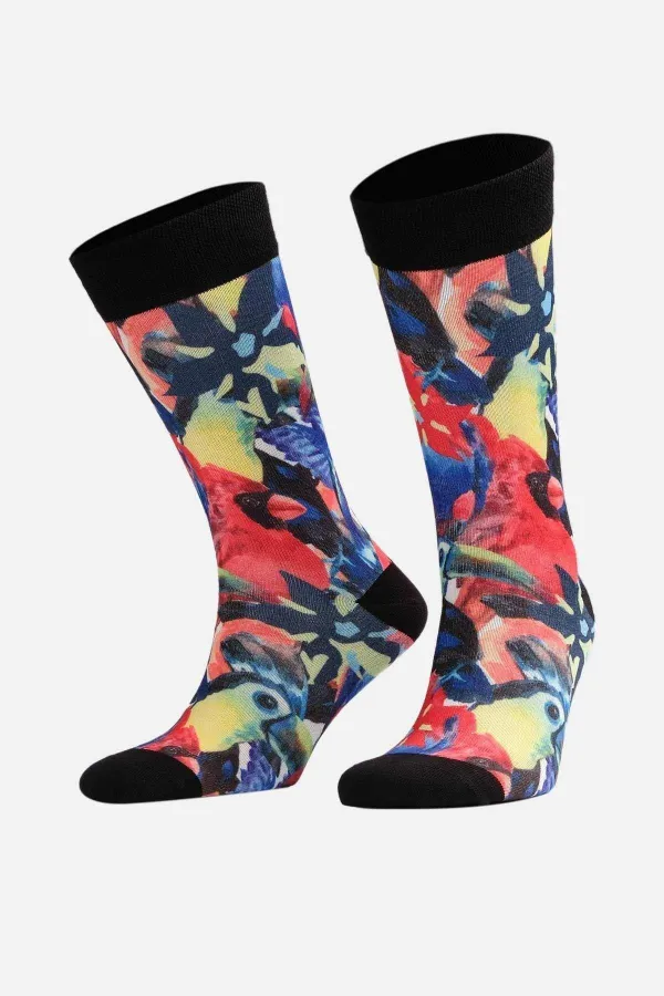Chaussettes montantes unisexes en coton à motifs multicolores Aytuğ