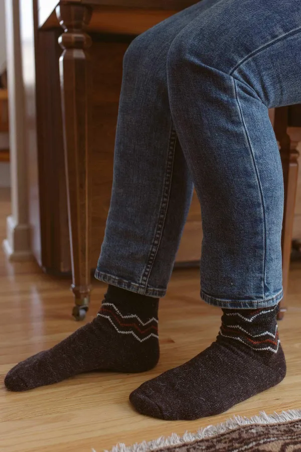 Aytuğ Men's Alpaca Wool Winter Socks (2 Pairs) Beige-Brown