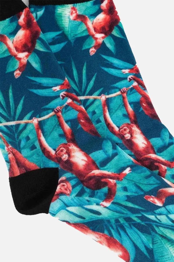 Aytuğ Unisex Cotton Monkey Pattern Fun Ankle Socks Monkey Design