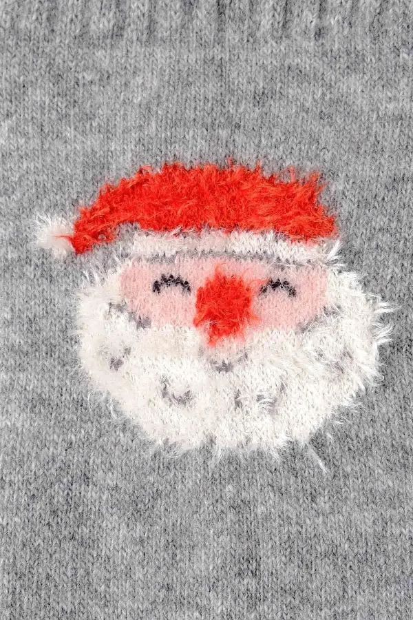 Aytuğ Women's Lambswool Single Christmas Themed Socks Grey