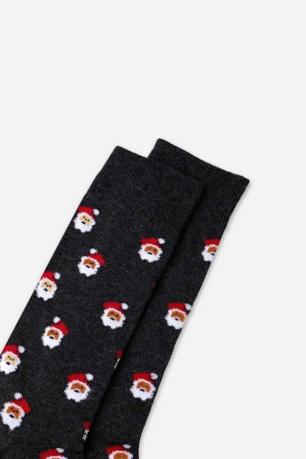 Aytuğ Men's Cotton Single Christmas Themed Socks Anthracite