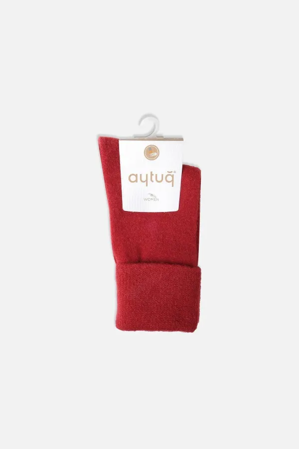 Chaussettes thermiques douces et moelleuses pour femmes Aytuğ, rouges.